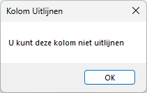 Kolom uitlijnen niet mogelijk