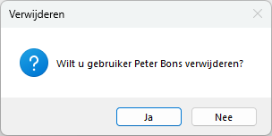 Autorisatie - melding gebruiker verwijderen