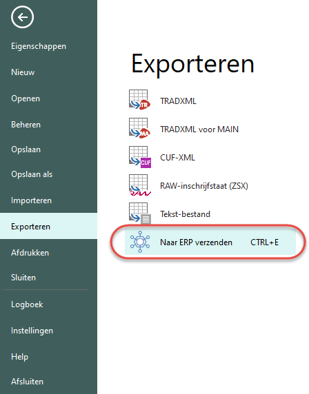 Exporteren - Verzenden naar ERP