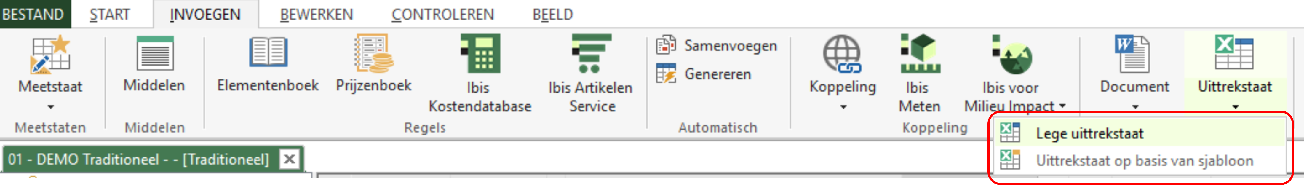Excel Uittrekstaten in het lint 2
