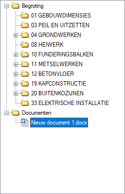 Structuur met nieuw Leeg document