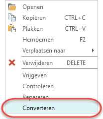 Converteren in Beheervenster