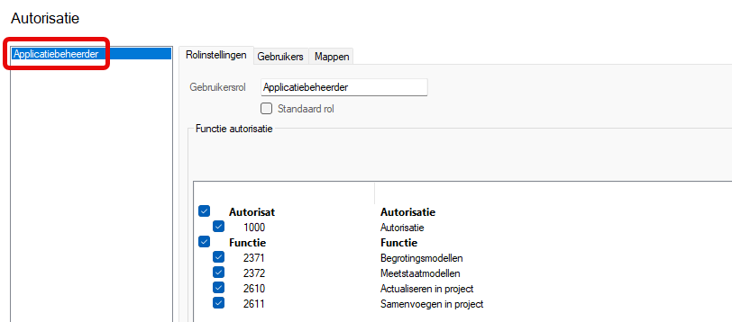 Autorisatie - rol aangemaakt